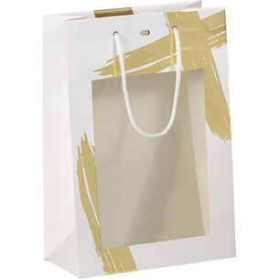 Sac papier SIGNATURE blanc/dorure à chaud or fenêtre PET...