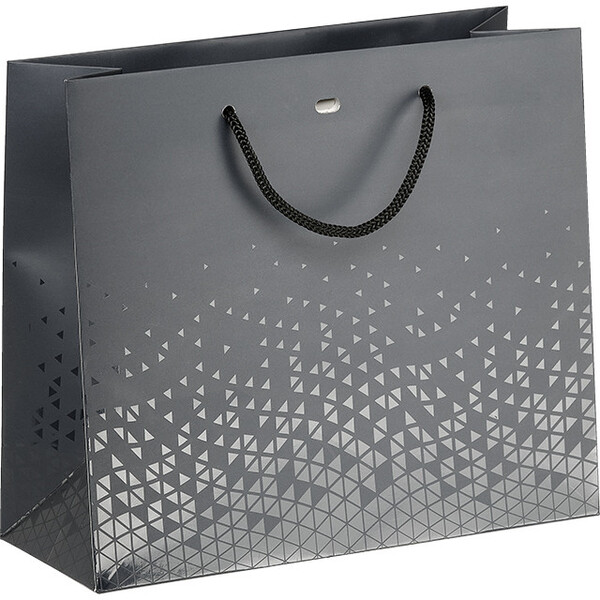 Bag paper LIGHTS AND SHADOWS grey/UV printing cord handles grey eyelet