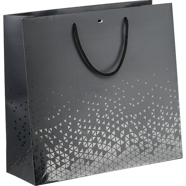 Sac papier OMBRE ET LUMIERE gris/vernis sélectif poignées corde noire oeillet de fermeture