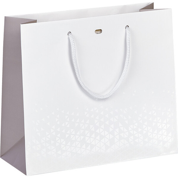 Saco papel LUZ E SOMBRA branco/castanho/ impressão UV alças cordão ilhó
