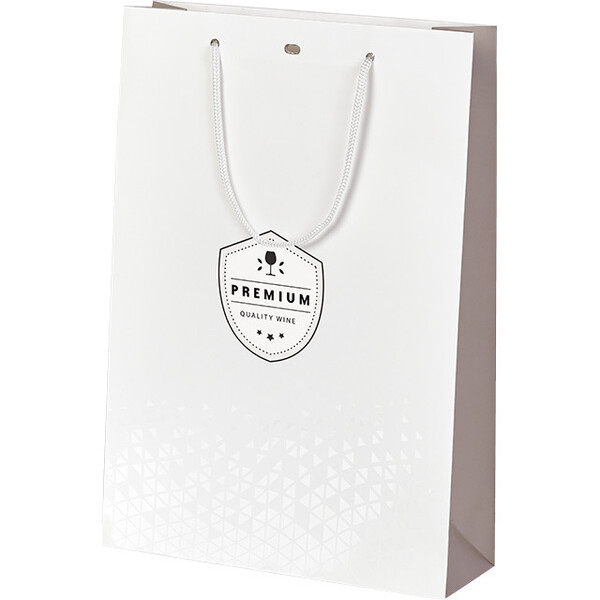 Bag paper 3 bottles LIGHTS AND SHADOWS white/brown/UV printing cord handles eyelet divider