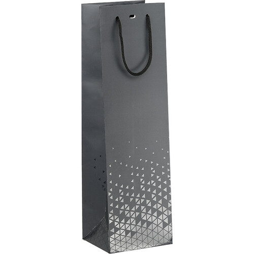 Sac papier 1 magnum OMBRE ET LUMIERE gris/vernis sélectif poignées corde noire oeillet de fermeture