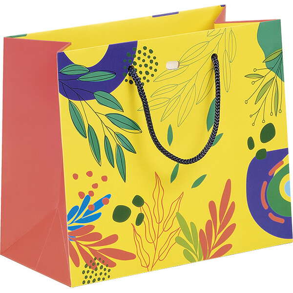 Saco papel SABORES DE VERÃO vermelho/amarelo/verde alças cordão azul ilhó