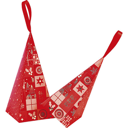 Pyramide papier MOSAIQUE FESTIVE rouge/dorure à...
