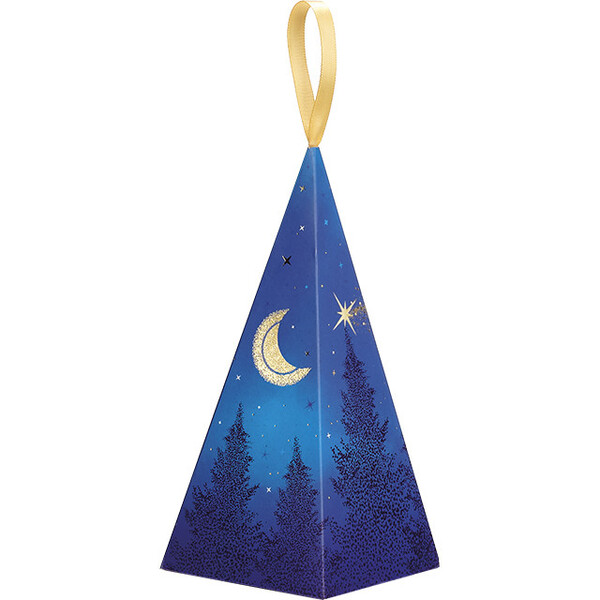 Pyramide papier NUIT ETOILEESbleu/dorure à chaud or ruban satin or
