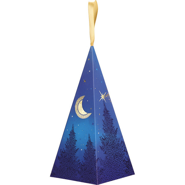 Pirâmide papel NOITE ESTRELADA azul/estampagem a quente ouro fita de cetim ouro