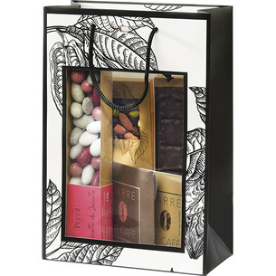 Bolsa papel PRESTIGIO CACAO blanco/negro ventana PET asas... 2