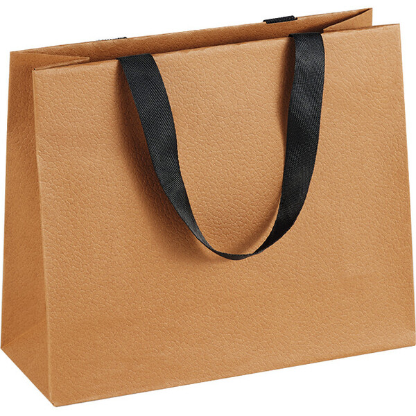 Sac papier HAVANA texture havane poignées ruban noir oeillet de fermeture