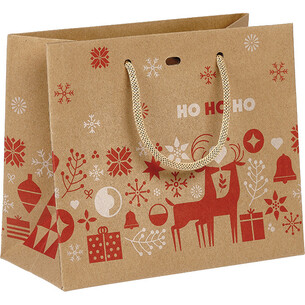 Sac papier kraft NORDIK rouge/blanc poignées corde rouge...