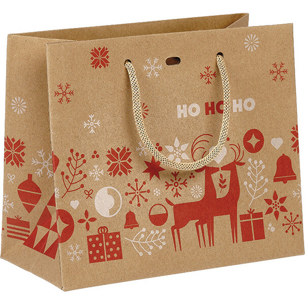 Bolsa papel kraft NORDIK rojo/blanco asas cuerda blanca ojal