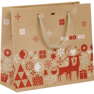 Sac papier kraft NORDIK rouge/blanc poignées corde rouge...