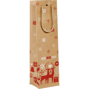 Sac papier kraft 1 bouteille NORDIK rouge/blanc poignée...