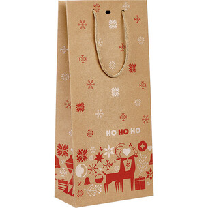Sac papier kraft 2 bouteilles NORDIK rouge/blanc poignée...
