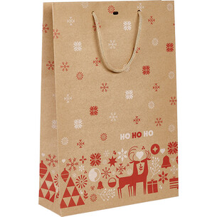 Sac papier 3 bouteilles NORDIK rouge/blanc poignée corde...