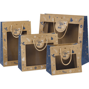 Sac papier kraft HIVER EN FETES bleu/blanc fenêtre PET... 2