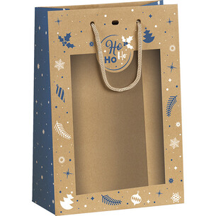 Sac papier kraft HIVER EN FETES bleu/blanc fenêtre PET... 2