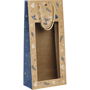 Bolsa papel 2 botellas INVIERNO FESTIVO azul/blanco...