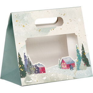 Bag paper foldover SNOWY COUNTRY/gold hot foil stamping...