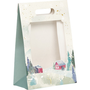 Bag paper foldover SNOWY COUNTRY/gold hot foil stamping...