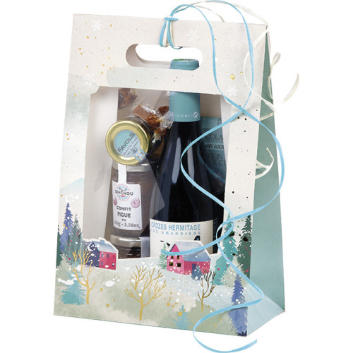 Bag paper foldover SNOWY COUNTRY/gold hot foil...