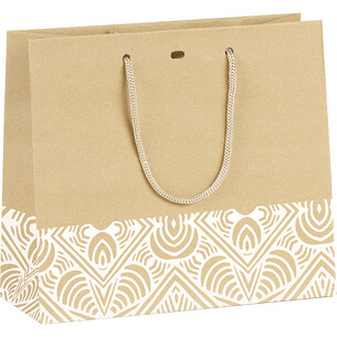 Bag paper kraft BOHO white/cord handles/eyelet
