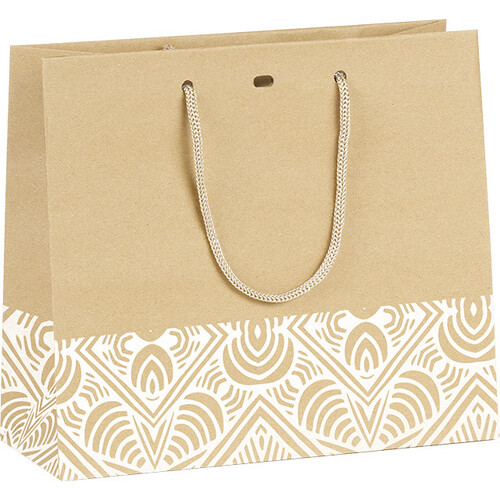 Bag paper kraft BOHO white/cord handles/eyelet