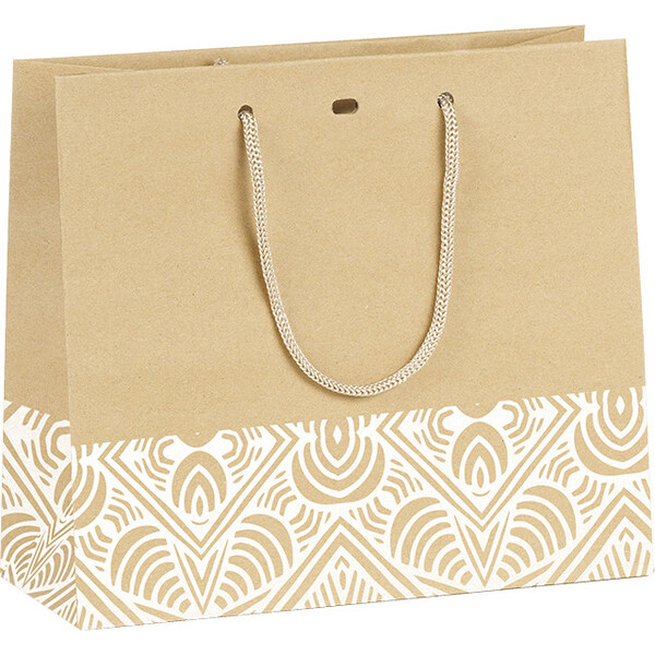 Bag paper kraft BOHO white/cord handles/eyelet