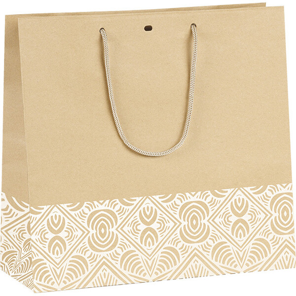 Bag paper kraft BOHO white/cord handles/eyelet