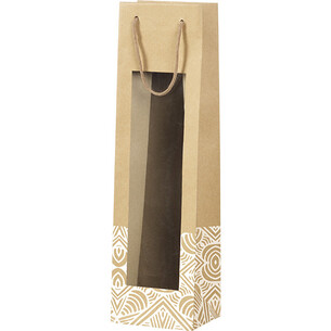 Bag paper kraft 1 bottle BOHO white /PET window/cord...