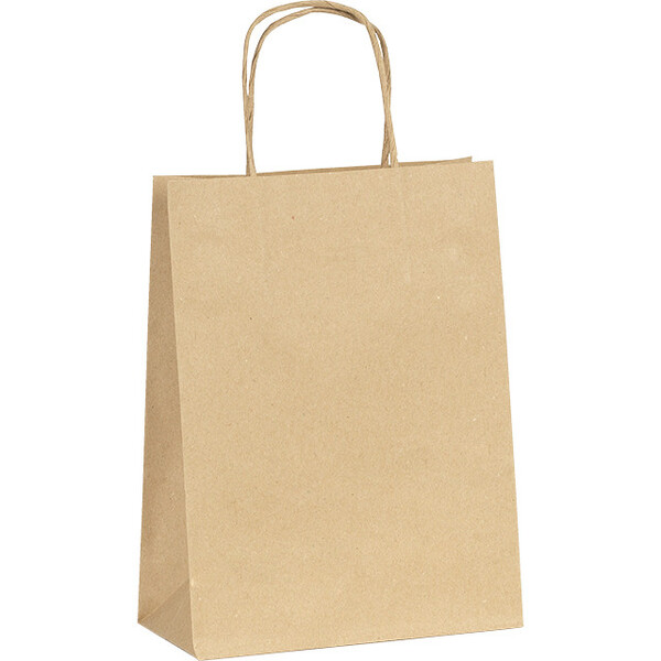 Bolsa de Papel kraft marrón 90kg fuelles laterales asas retorcidas - paquete de 100 piezas