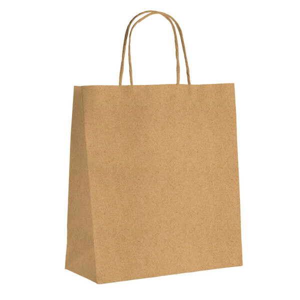 Sac papier kraft brun 100g soufflets latéraux poignées torsadées - Lot de 100 pièces