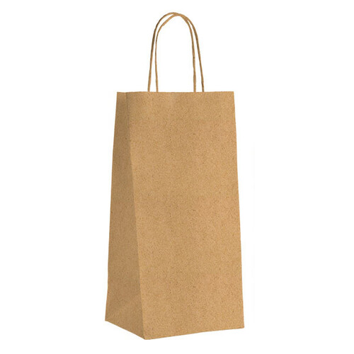 Bag paper kraft brown 2 bottles 100g side twisted handle - 100 pouches indivisible pack