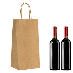Bag paper kraft brown 2 bottles 100g side twisted handle... 2