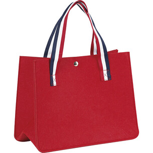 Bolsa de fieltro color rojo con 2 asas azul/blanco/rojo y...