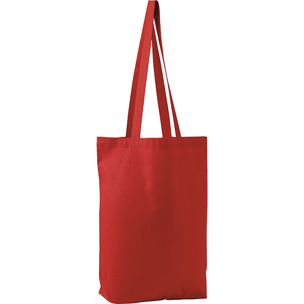 Tote bag cotton red without decoration 2 handles