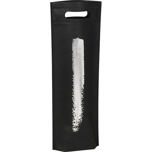 Saco polipropileno não tecido 1 garrafa cor preto/prateado