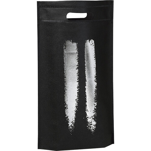 Sac polypropylène intissé 2 bouteilles coloris noir/argent