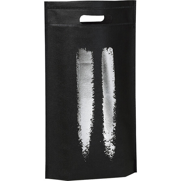 Sac polypropylène intissé 2 bouteilles coloris noir/argent