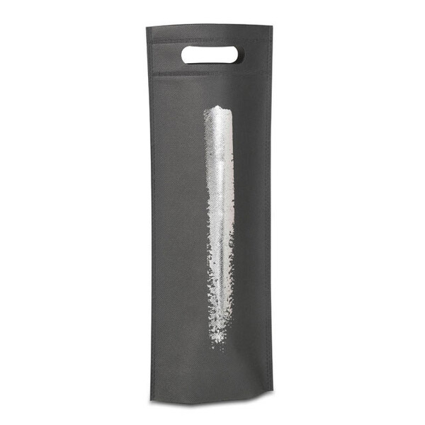 Saco polipropileno não tecido 1 garrafa cor cinza/prateado