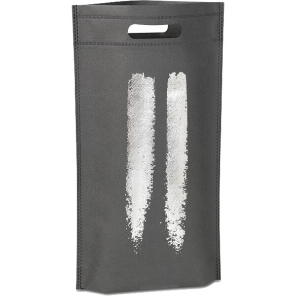 Bag non-woven polypropylene 2 bottles camel grey/silver