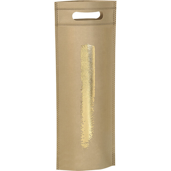 Sac polypropylène intissé 1 bouteille coloris camel/or