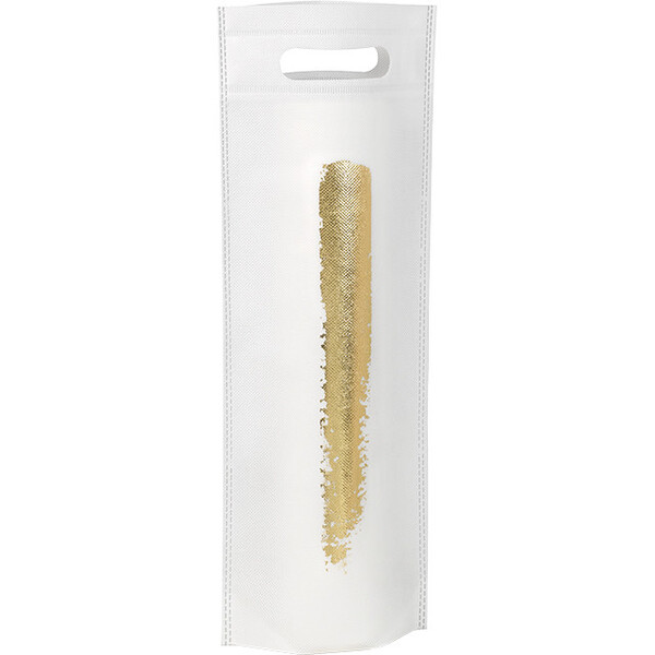 Bolsa polipropileno no tejido 1 botella blanco/dorado