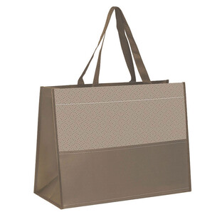 Sac polypropylène motifs taupe/blanc 2 anses nylon