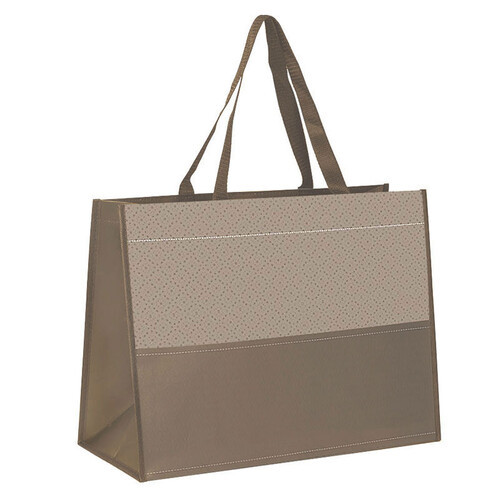Bag non-woven polypropylene taupe/white 2 nylon handles