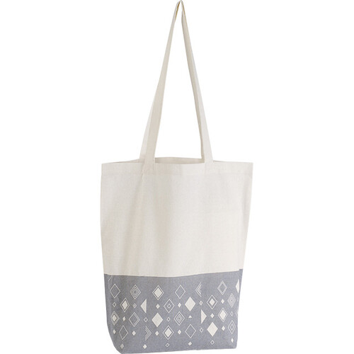 Tote bag cotton natural grey diamonds 2 handles