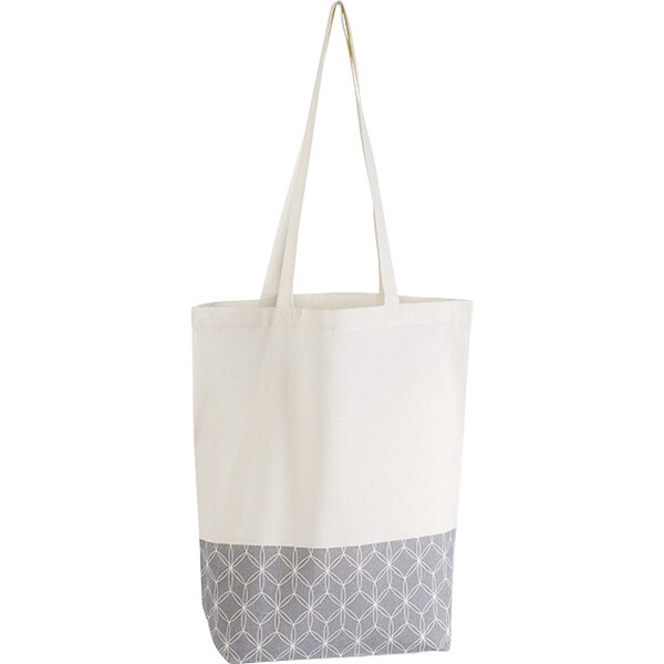 Bolsa algodón natural rosetas grises 2 asas