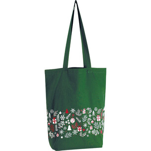 Sac coton BONNES FÊTES vert/décor 2 anses - Tote bag