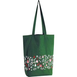 Sac coton BONNES FÊTES vert/décor 2 anses - Tote bag 2