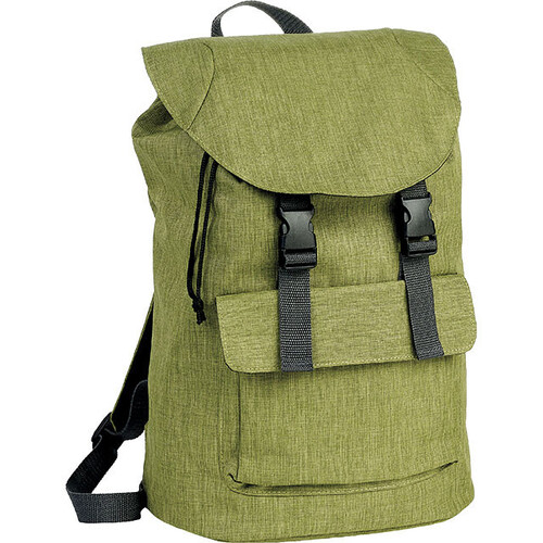 Backpack rectangular green/grey 3 pockets adjustable handles 19L