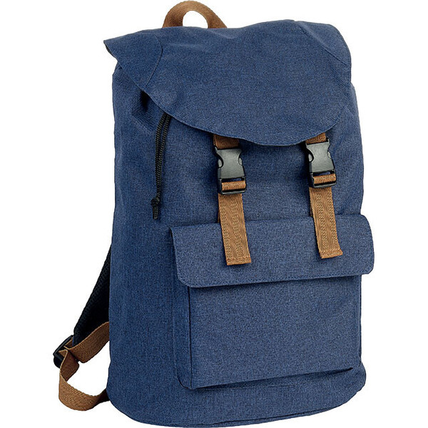 Sac à dos rectangle bleu jeans/marron 3 pochettes bretelles réglables 19L-Les Bonnes Affaires 2026